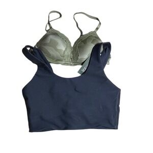 All in Motion Sports Bra XS & Wild Fable Camo Bra 32B NWT Bundle Navy Olive